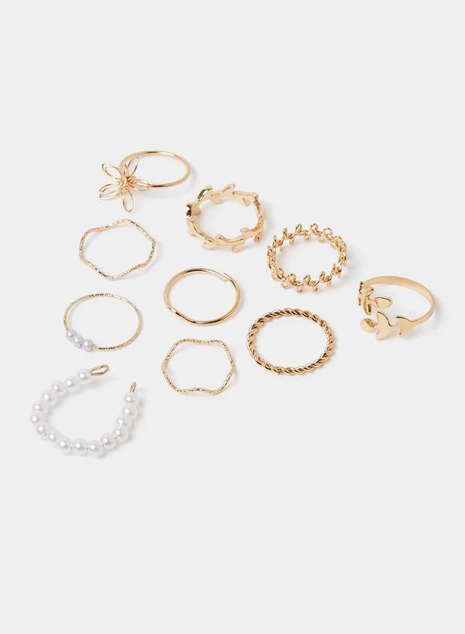 ستايلي Set of 10 - Textured Stackable Rings