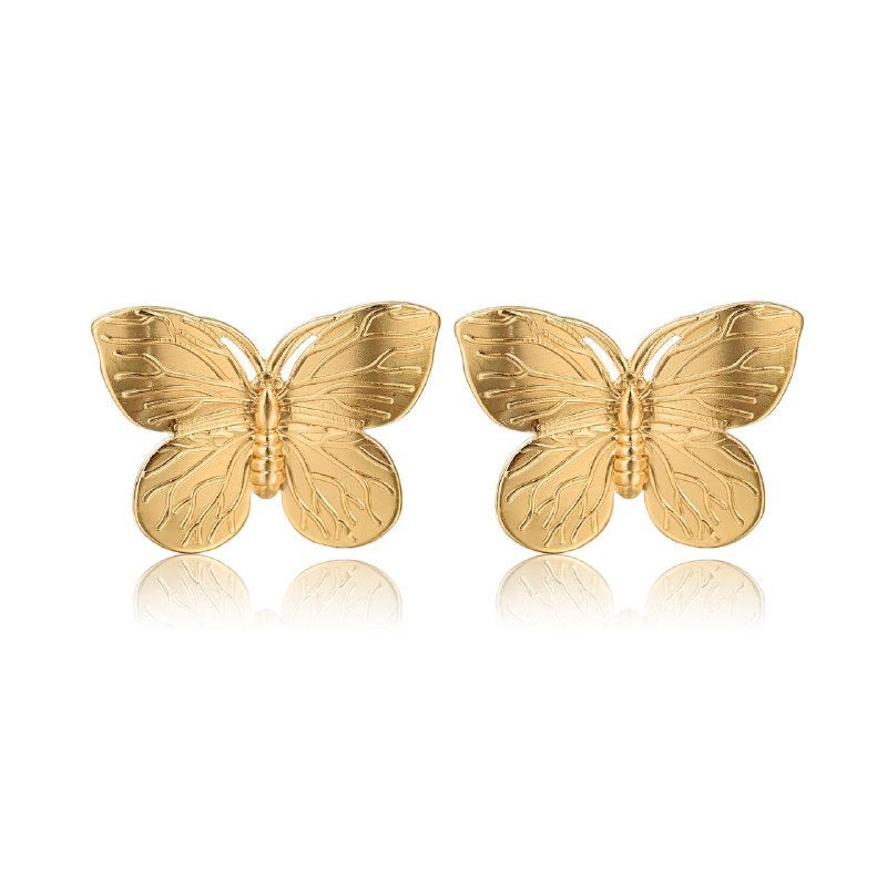 FLUFFY Gold Butterfly Earrings - Image 2