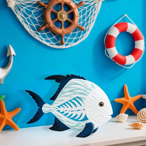 Leekung Coastal Fish Figurines for Home Decor,Resin Fish Statue for Beach Decoration,Sea Beach Coastal Decorations Themed,Table Desk Shelf Decor Statue for Bathroom Bedroom Office,Modern Decor Gifts - Image 4