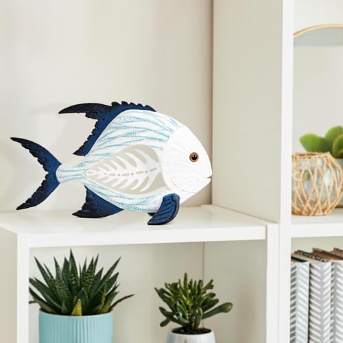 Leekung Coastal Fish Figurines for Home Decor,Resin Fish Statue for Beach Decoration,Sea Beach Coastal Decorations Themed,Table Desk Shelf Decor Statue for Bathroom Bedroom Office,Modern Decor Gifts - Image 5