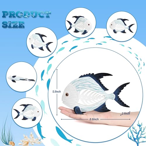 Leekung Coastal Fish Figurines for Home Decor,Resin Fish Statue for Beach Decoration,Sea Beach Coastal Decorations Themed,Table Desk Shelf Decor Statue for Bathroom Bedroom Office,Modern Decor Gifts - Image 2