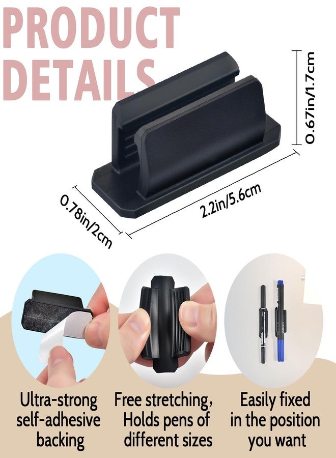 SameTech 20 Pack Pen Holder Silicone,Adhesive Pen Holder for Desk,Marker Clip for Classroom Office Desk Accessories, Pencil Holder with 20 Double Sided Extra Sticky Tape (Black) - Image 3