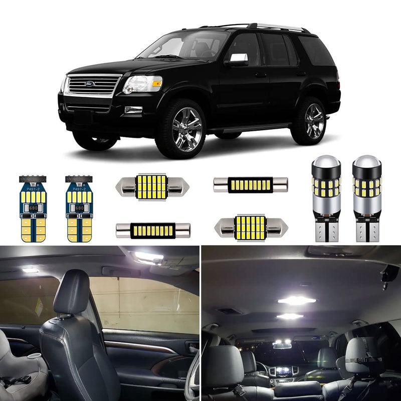 طقم مصابيح LED داخلية بيضاء AUTOGINE لسيارة فورد إكسبلورر 2002 2003 2004 2005 2006 2007 2008 2009 2010 سوبر برايت 6000K