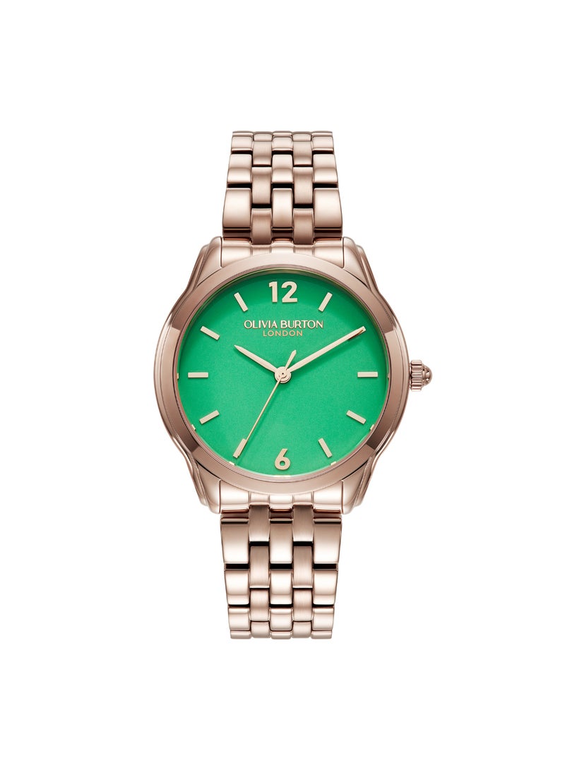 OLIVIA BURTON ساعة أوليفيا بورتون الدائرية التناظرية للنساء - علبة خضراء - 24000159 - Image 1