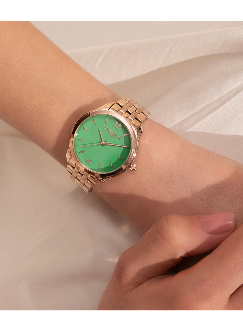 OLIVIA BURTON ساعة أوليفيا بورتون الدائرية التناظرية للنساء - علبة خضراء - 24000159 - Image 3