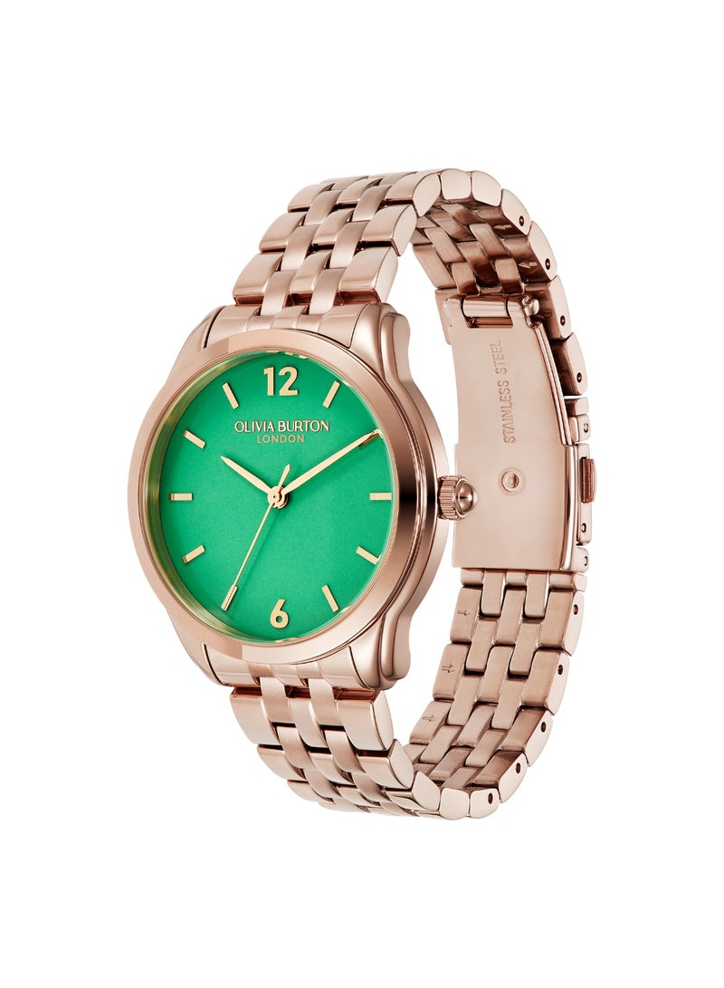 OLIVIA BURTON ساعة أوليفيا بورتون الدائرية التناظرية للنساء - علبة خضراء - 24000159 - Image 2