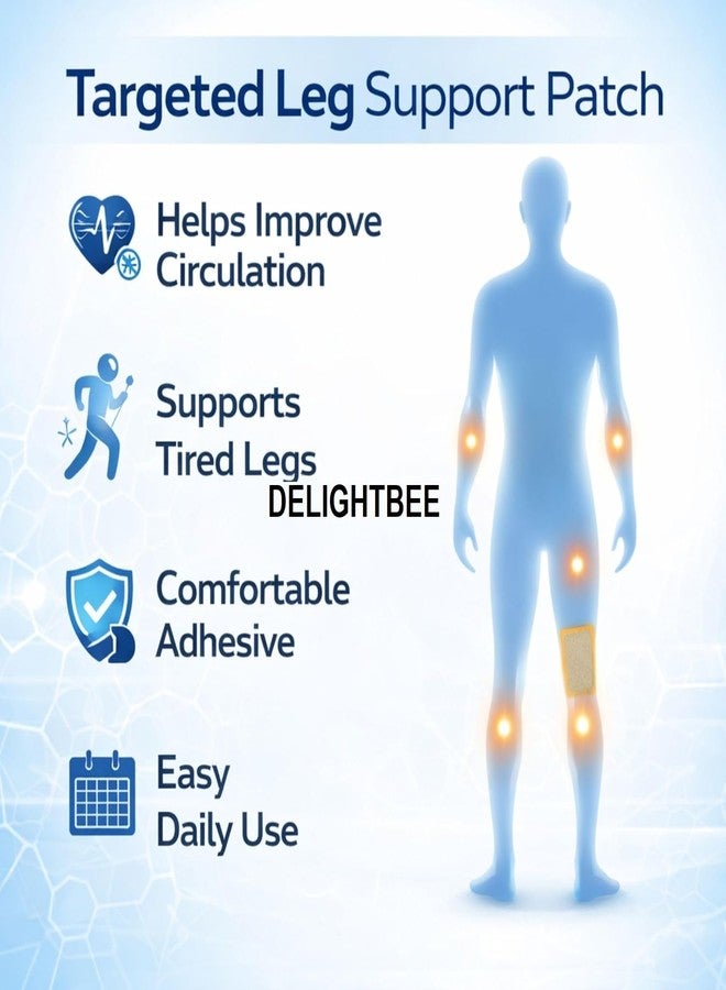Delightbee Varicose Veins Relief Patches for Legs (36 PCS) – Herbal Leg Support Patch with Turmeric & Natural Extracts – Comfortable Adhesive for Tired & Heavy Legs – For Men & Women - Image 3