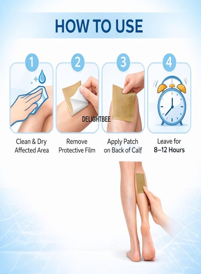 Delightbee Varicose Veins Relief Patches for Legs (36 PCS) – Herbal Leg Support Patch with Turmeric & Natural Extracts – Comfortable Adhesive for Tired & Heavy Legs – For Men & Women - Image 5