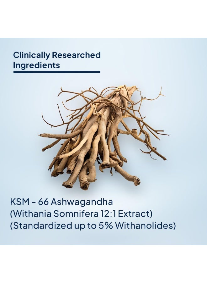 Miduty Ashwagandha 3X Supplement 500 mg Serving - KSM 66 Ashwagandha - Triple Strength Formula - For Mood Stability,Focus, Strength and Stress - 60 Capsules - Image 3