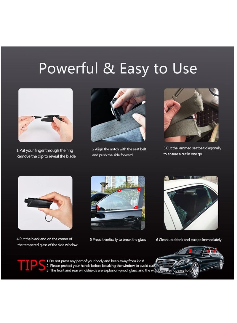 KASTWAVE Window Breaker Seatbelt Cutter 3-in-1 Car Glass Breaker Keychain Emergency Escape Tool for Land and Underwater, Car Safety Hammer Automotive Life Safety Tools Kit (Black) - Image 2