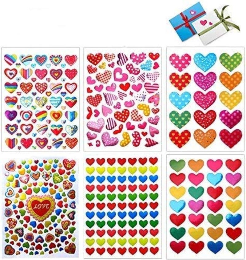 Dream Loom Love Heart Stickers 60 Sheets Colorful Heart Decorative Stickers for Valentines Day Anniversaries Wedding