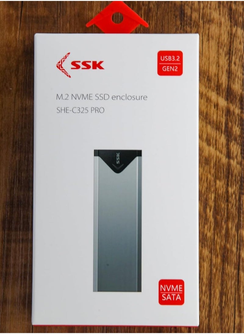 SSK - Aluminum M.2 NVME SATA SSD Enclosure Adapter, USB 3.2 Gen 2 (10 Gbps) to NVME PCI-E SATA M-Key/(B+M) Key Solid State Drive External Enclosure Support UASP Trim for NVME/SATA SSDs 2242/2260/2280 - Image 1