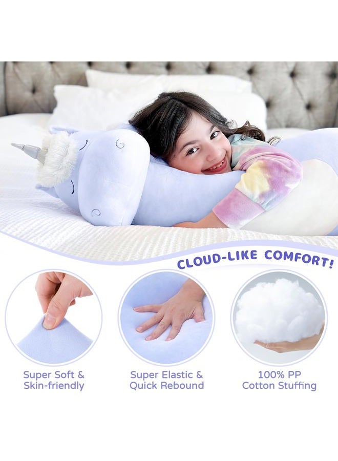MorisMos Generic Unicorn Stuffed Animal Blue Unicorn Plush Pillow Toy 35 Inches for Girls Boys Christmas Birthday - Image 2