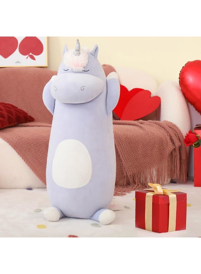 MorisMos Generic Unicorn Stuffed Animal Blue Unicorn Plush Pillow Toy 35 Inches for Girls Boys Christmas Birthday - Image 4