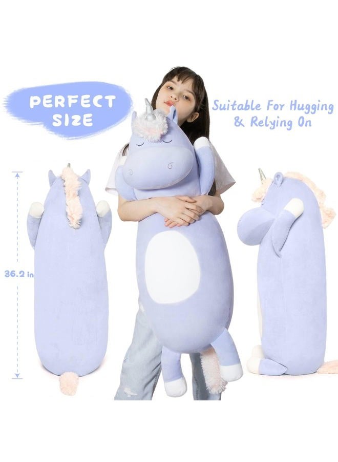 MorisMos Generic Unicorn Stuffed Animal Blue Unicorn Plush Pillow Toy 35 Inches for Girls Boys Christmas Birthday - Image 5