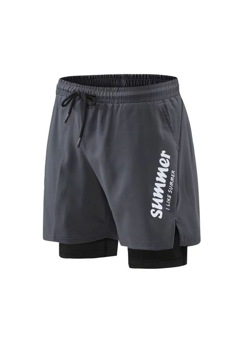 Fashionable Men's Double-Layer Quick Drying Beach Swimming Shorts - Image 1