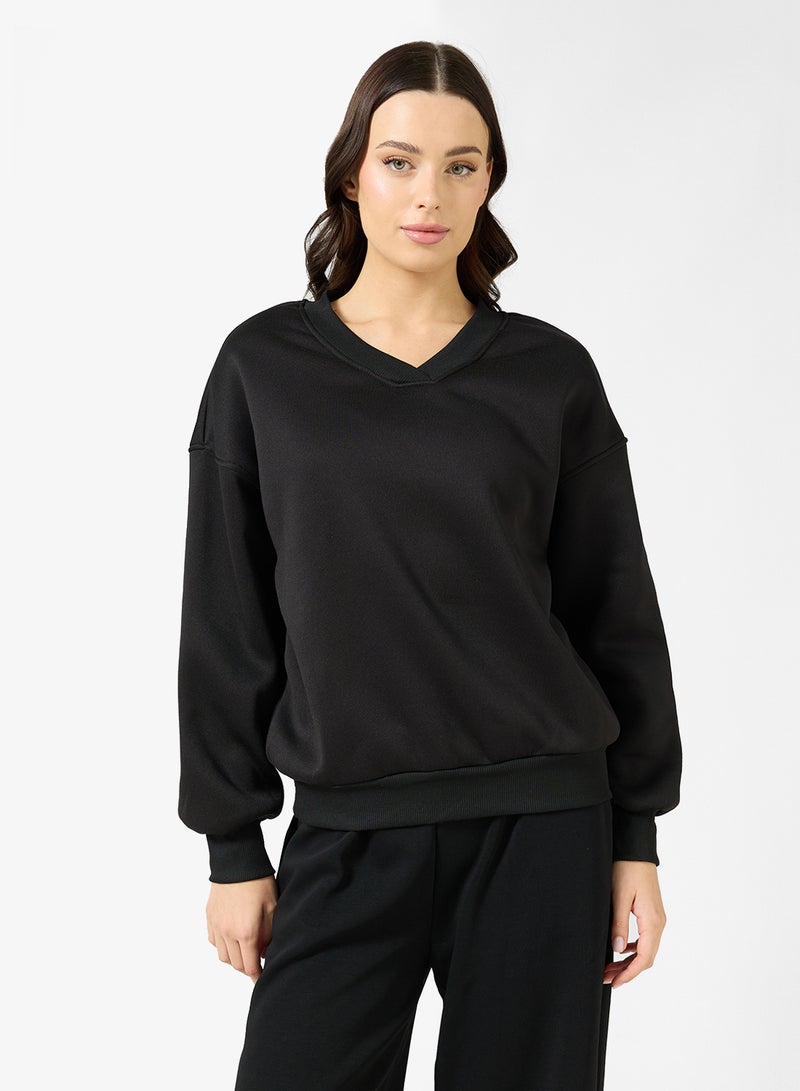 Ginger Basics Soft Touch V Neck Oversize Sweatshirt - Image 1