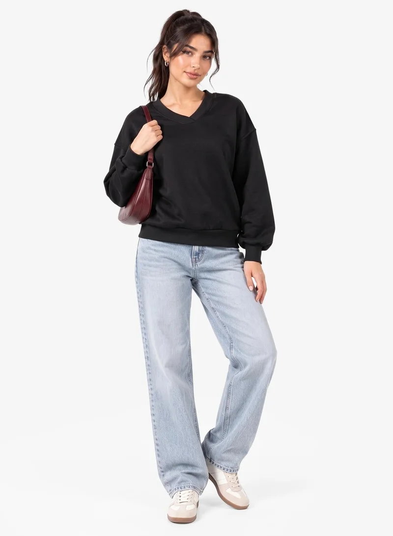 Soft Touch V Neck Oversize Sweatshirt