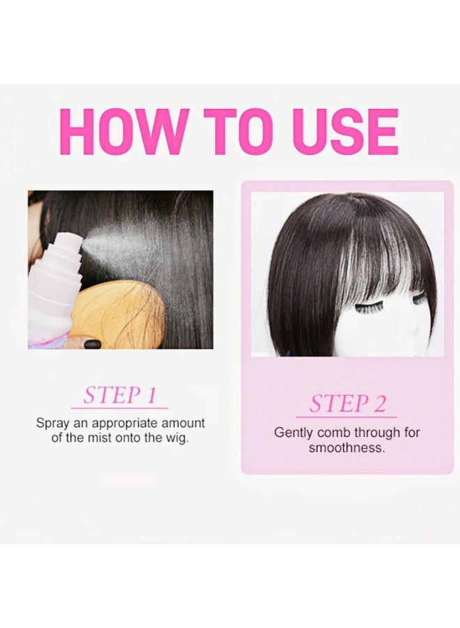 PURC 2-IN-1 Wig Shampoo, Wig Leave-In Conditioner & Detangling Spray for Synthetic Hair, Moisturizing Hydrating Hair Spray, Wig Care Melting Spray, Anti-Frizz Wig Detangler and Conditioning Mist for Easy Styling 80ml - Image 3