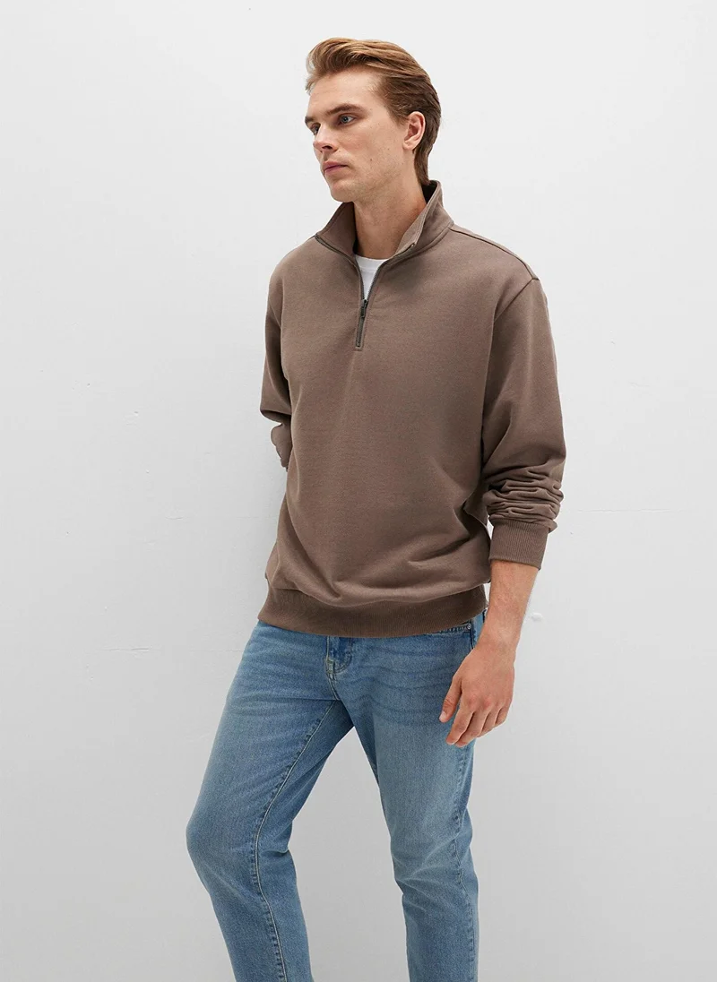 MAVI Half Zip Brown Sweatshirt