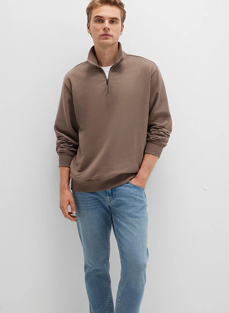MAVI Half Zip Brown Sweatshirt