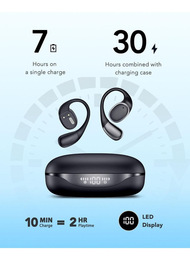 GUDOO Open Ear Headphones, Workout Earphones with Ear Hook, Air Conduction, Feather-like Wearing, Big Driver Enhanced Bass, Bluetooth 5.4, Clear Calls, for Workout Sports  - Image 4
