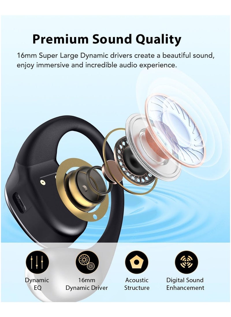 GUDOO Open Ear Headphones, Workout Earphones with Ear Hook, Air Conduction, Feather-like Wearing, Big Driver Enhanced Bass, Bluetooth 5.4, Clear Calls, for Workout Sports  - Image 5