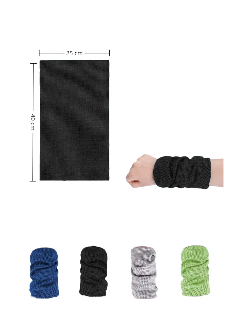 Portable Sports Towel 4 Pack - Cooling Quick Dry Microfiber, Wristband Design for Yoga Sports, Running & Gym, Multi-Use as Headband or Face Cover (25x40CM) - Image 1