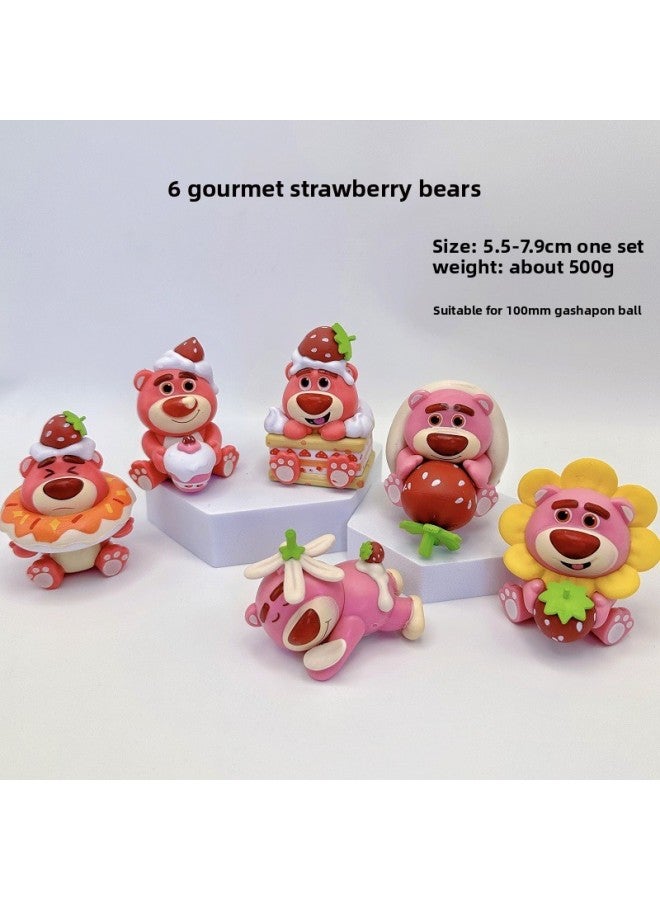 6 Gourmet Strawberry Bear Doll Hand-held Foreign Trade Climbing Bear Unlucky Bear Twist Egg Machine Catch Baby Cake Ornaments 