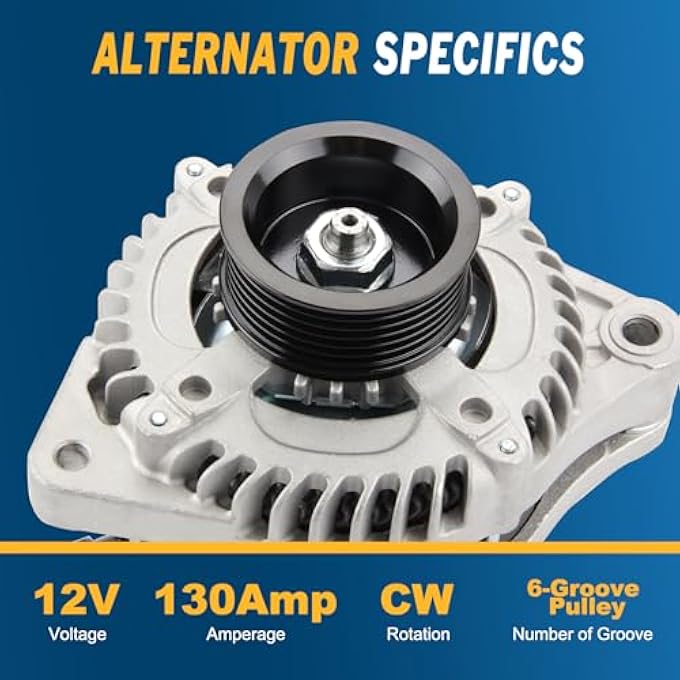 DOCAS Alternator 11391N Fit for Honda Odyssey 2008-2010, for Honda Pilot Alternator 2009 2010 2011 3.5L AL1311X 12V 130Amp CW 6-Groove Pulley 11391 104210-5920 31100-RGW-A01RM - Image 4