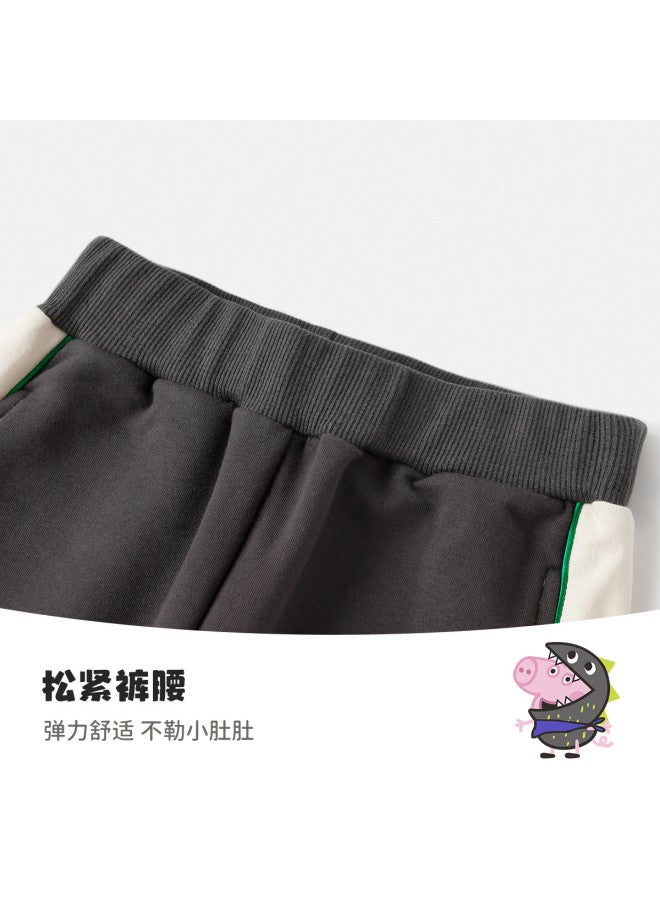 peppa Pig Spring Boys' Comfortable Elastic Cuff Pants With Contrast Color Cartoon Design Baby Pants - Image 5