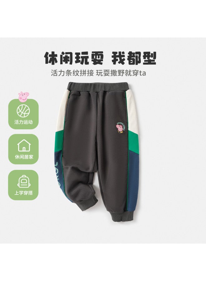 peppa Pig Spring Boys' Comfortable Elastic Cuff Pants With Contrast Color Cartoon Design Baby Pants - Image 3