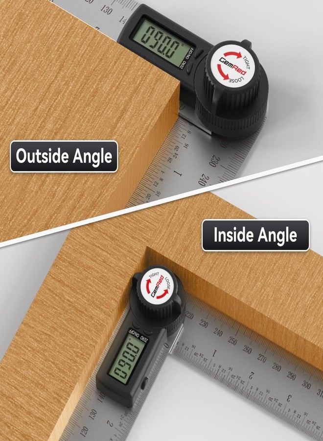 GemRed 82305 Digital Angle Finder GemRed Protractor Stainless steel 7inch 200mm (Black Button) - Image 4