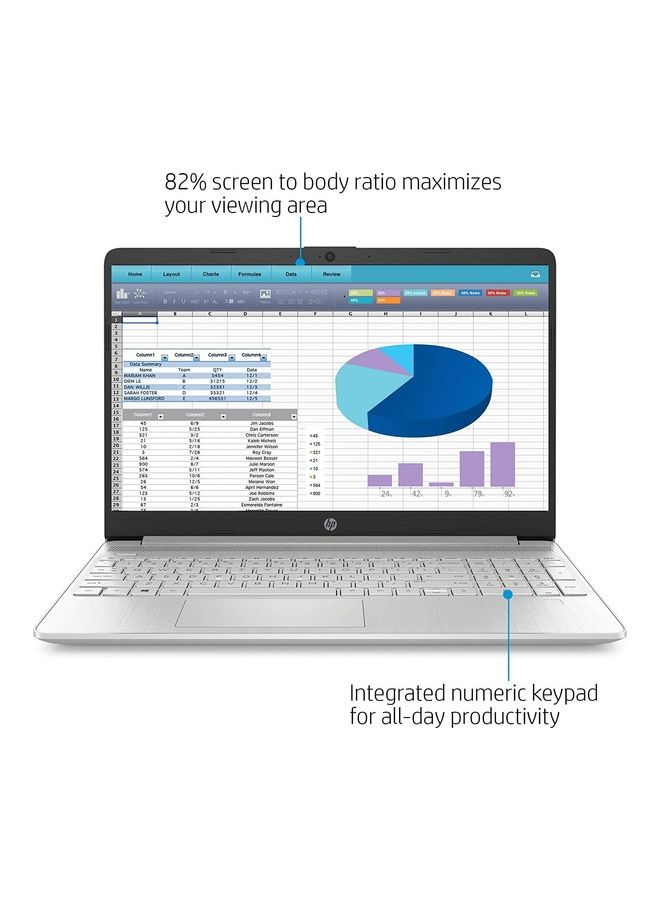 HP (Upgraded Version) Laptop With 15.6-Inch Display, Core i3-1125G4/12GB RAM/256GB SSD/Intel Iris Xe Graphics/Windows 11 + JVQ MP English/Arabic Silver - Image 3