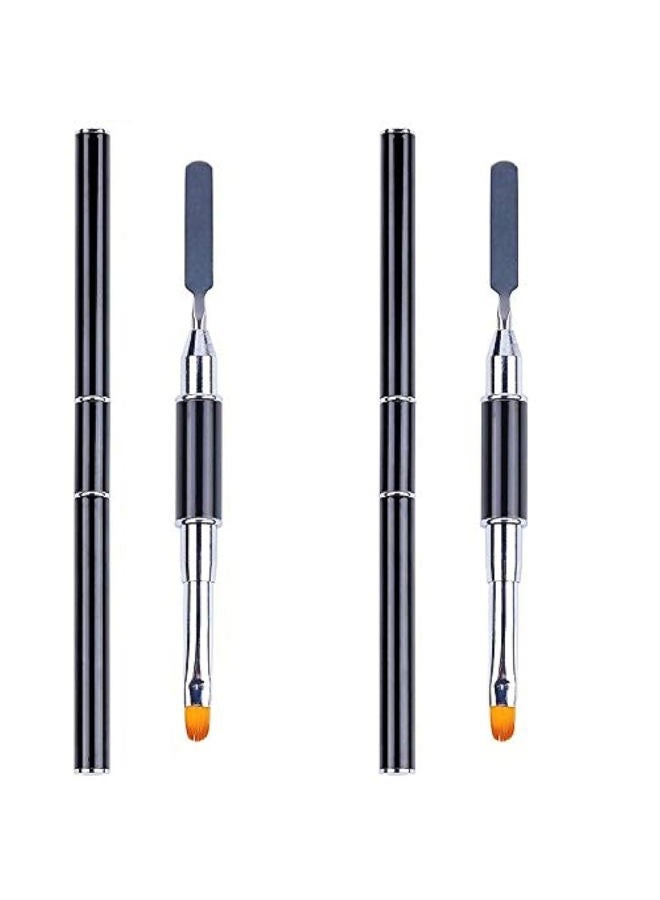 2 Pack of Polygel Brush and Picker Dual-Ended 2 IN 1 Design Stainless Steel Nail Brush Polygel Slice Tool for Nail Art Acrylic Nails Extension Quick Building Gels by Aliotech