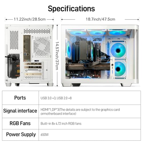 LXZ Gaming PC Core i7-14700F PC Computer, RTX 5060 8G, 16G DDR5 RAM, 1TB NVME 3.0 SSD, Prebuilt Gaming Desktop, VR Ready Tower Computer for Home and Office (White) - Image 4