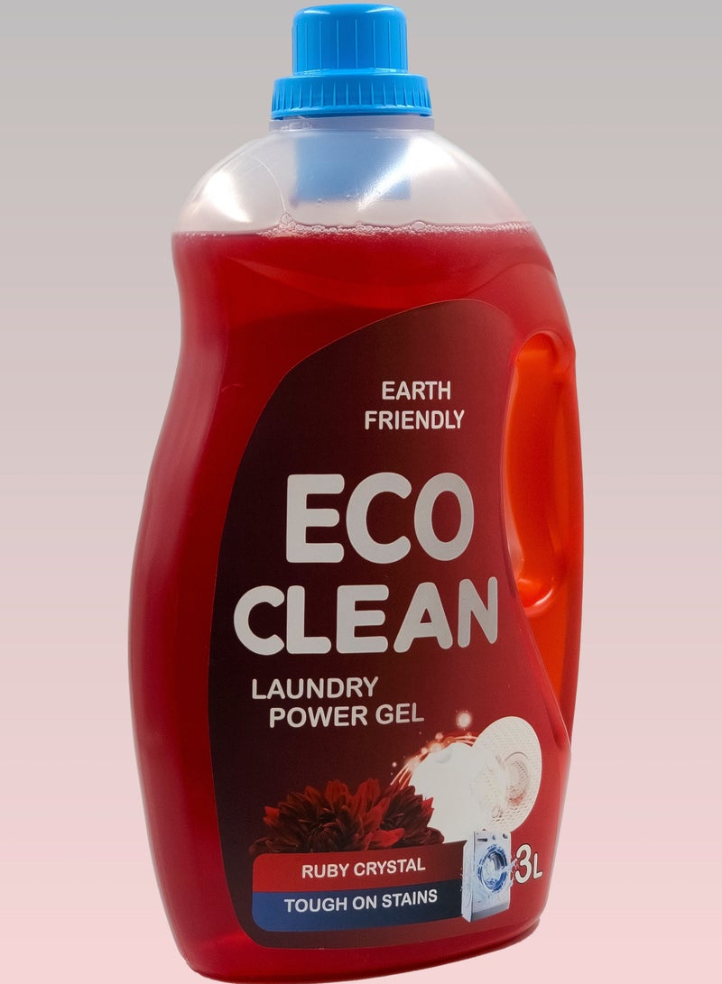 Earth Friendly Liquid Laundry Detergent Ruby Crystal 3 Liters Eco Clean Power Gel - Image 2