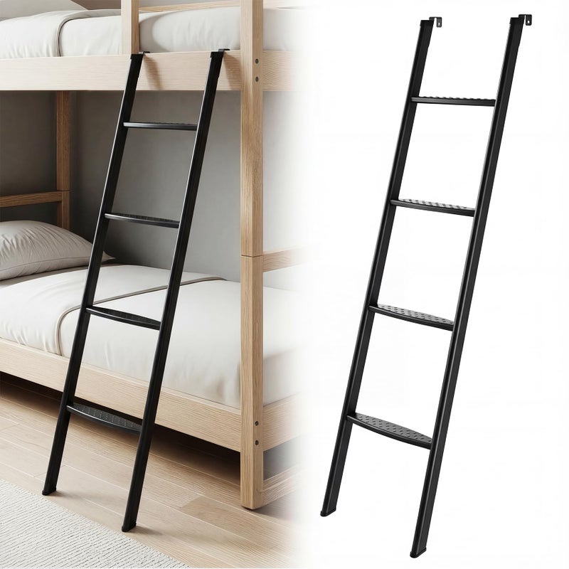 JY PERFORMANCE RV Bunk Bed Ladder, 50 Inch Anti-Slip Bunk Ladder, Heavy Duty 330lbs Max Capacity, Extra Wide Foot Steps, Integrated Hooks for Camper Motorhome Trailer, Black - Image 1
