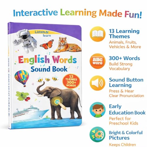 Braintastic Interactive English Word Sound Book for Kids | Talking Musical Learning Book with 13 Themes and 300 Plus Words | Educational Sound Book for Toddlers Age 3 Years and Above - Image 3