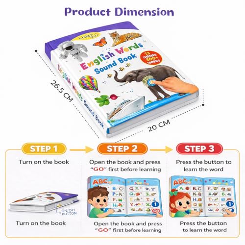 Braintastic Interactive English Word Sound Book for Kids | Talking Musical Learning Book with 13 Themes and 300 Plus Words | Educational Sound Book for Toddlers Age 3 Years and Above - Image 4