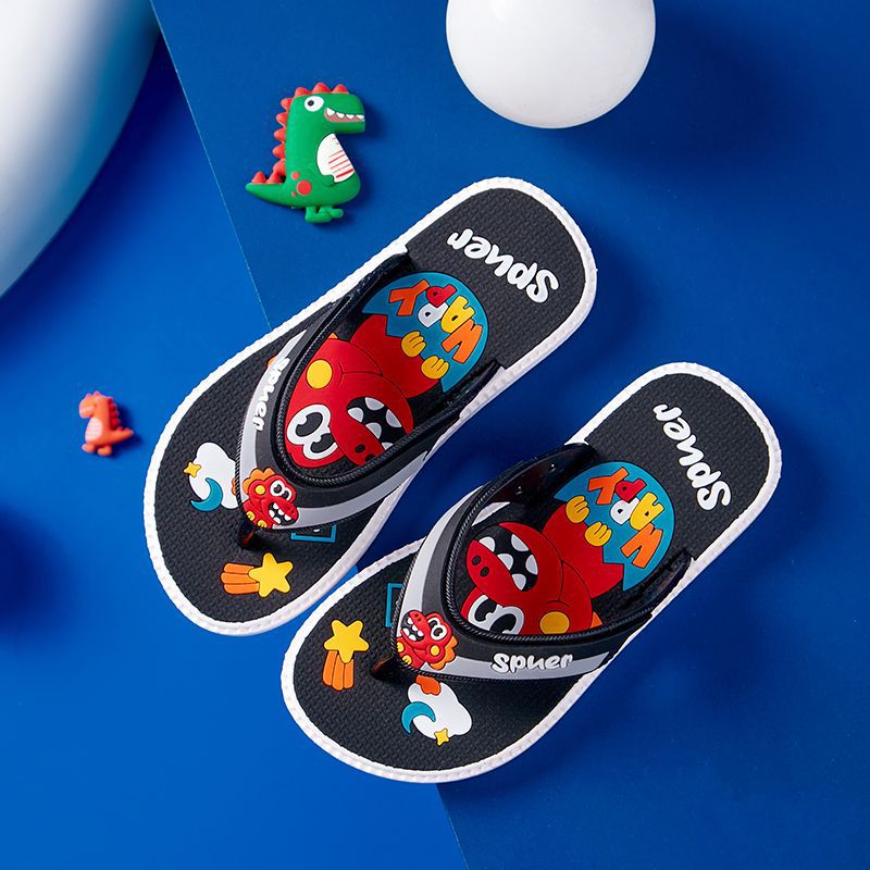 Kids Flip Flops Boys Girls Non-Slip Beach Sandals 6-12 Years Black 