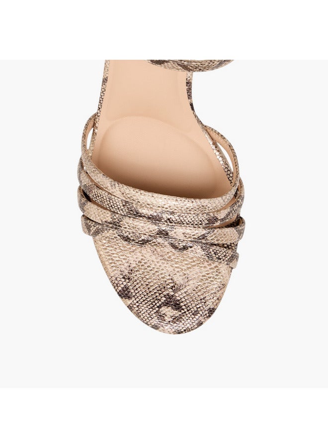 Flora Bella By Shoexpress Women Animal Print Block Heel Sandals with Buckle Closure - Image 4