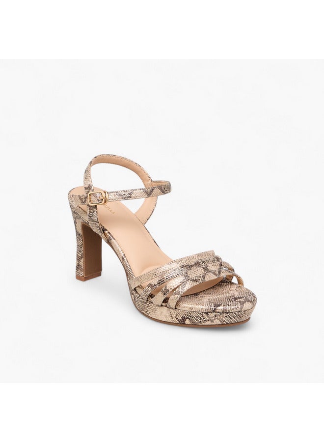 Flora Bella By Shoexpress Women Animal Print Block Heel Sandals with Buckle Closure - Image 2