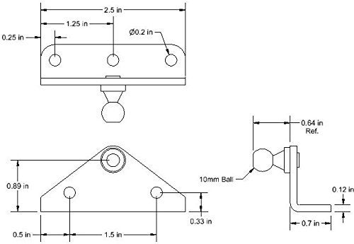 JQuad Angled Lift Support Bracket Outside Mount - Zinc Plated 10 Gauge Steel - 10mm Ball Stud - Gas Shock Mounting - Lid Strut Prop Spring Mount - Image 4
