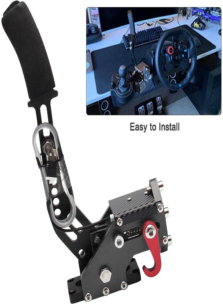 Generic 64-bit 2-in-1 USB Game Handbrake for Simulation Racing Games with Sensor, Easy to Assemble and Carry (Black)  - Image 1