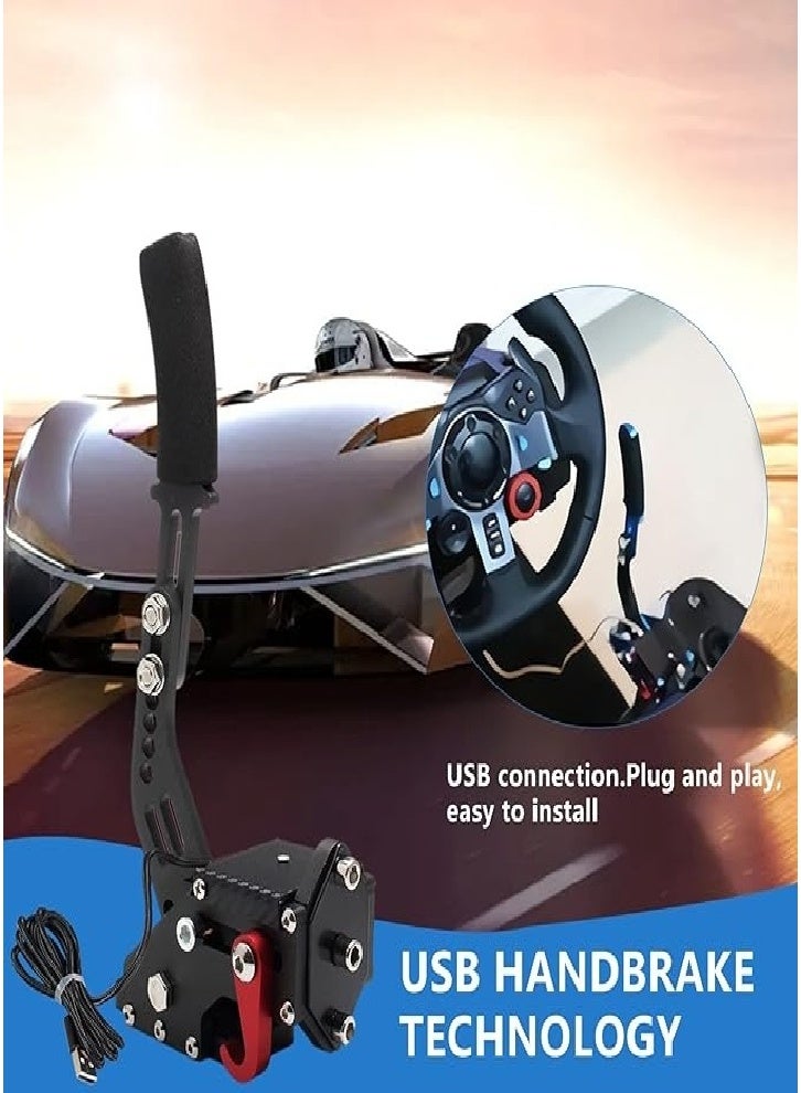 Generic 64-bit 2-in-1 USB Game Handbrake for Simulation Racing Games with Sensor, Easy to Assemble and Carry (Black)  - Image 2