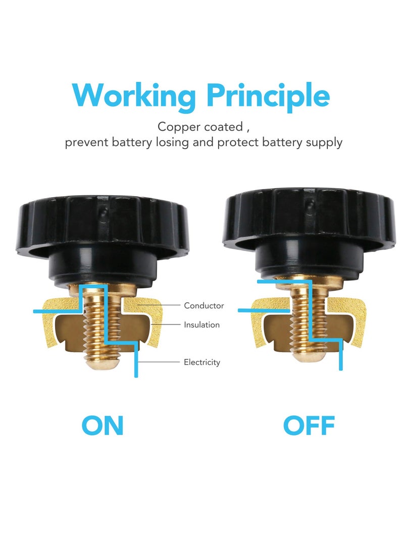 SANMUGEED 2PCS Top Post Battery Disconnect Switch for Car Auto Truck Boat RV ATV, 12V 24V Battery Cutoff Switch, Heavy Duty Battery Isolator Switch, 125/500 Amps  - Image 5