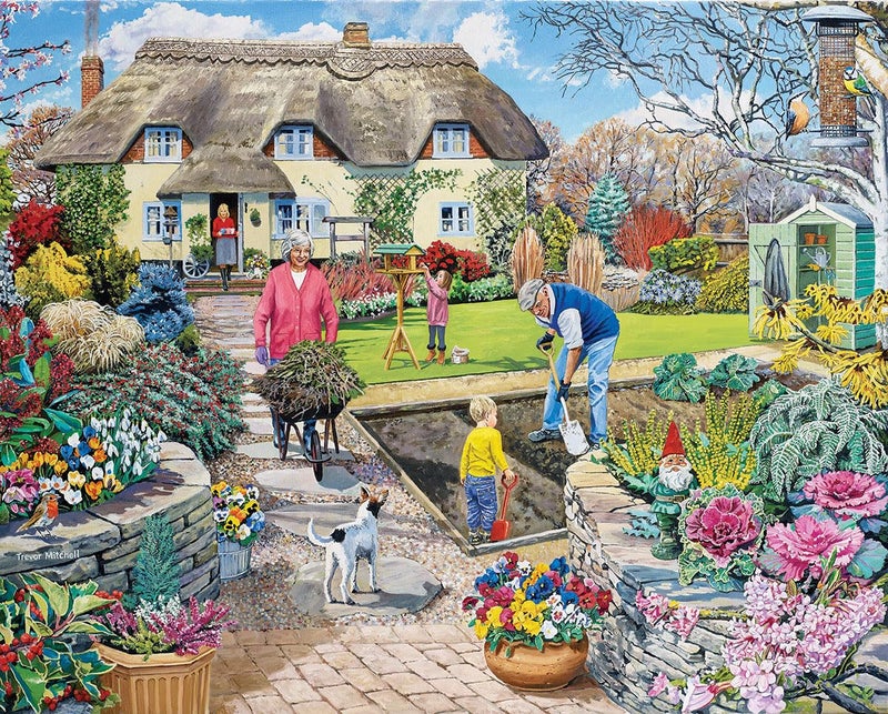 White Mountain 1000 Piece Jigsaw Puzzle Springtime Family with Large Pieces for Adults and Family 24x30 Grandpas Garden - Image 3