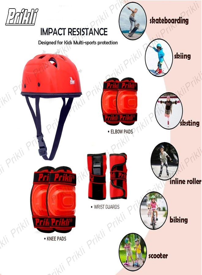 PRIKLI Skating Helmet Set Medium Durable Comfortable Fit Ideal for Kids Adults Skating Cycling Safety (Red) - Image 5