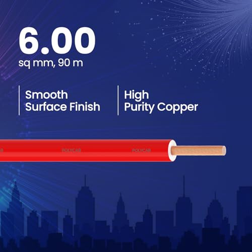 Polycab Suprema 6 sqmm Electron beam technology housewire|605C heat withstand capacity| No melt-No drip PVC insulation| 60 years product life|85% higher current carrying capacity|90M coil【Red】 - Image 2